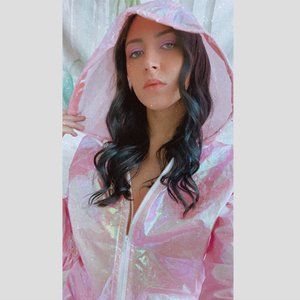 PrettyLittleThing (PLT) Pink Holographic Raincoat